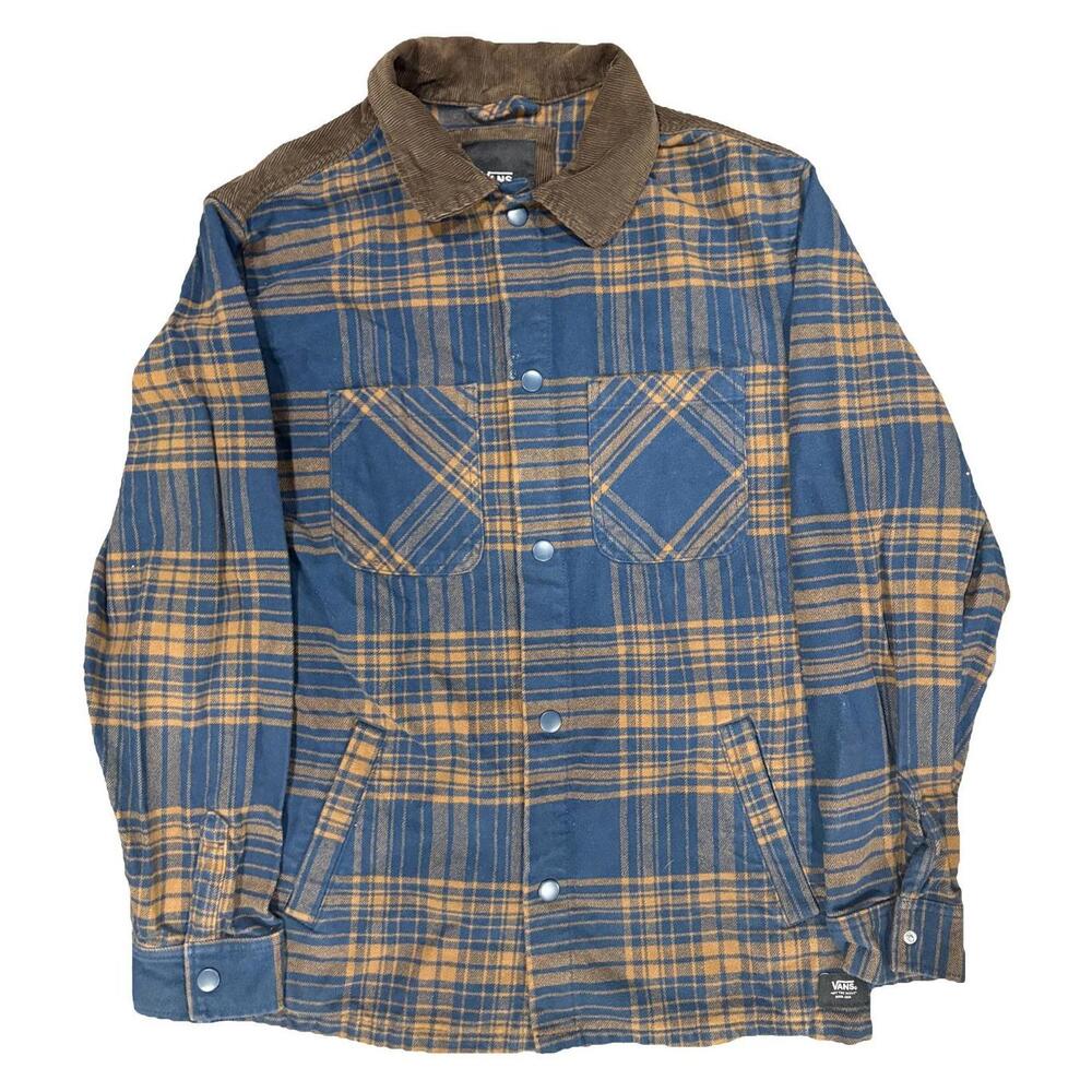 Vans Jacket Mens Small Plaid Nelson Heavyweight Corduroy Collar Loose Fit